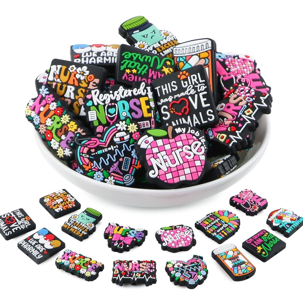 6620 30Pcs Lovyomi Medical Silicone Beads for Pens, Nurse Silicone Focal